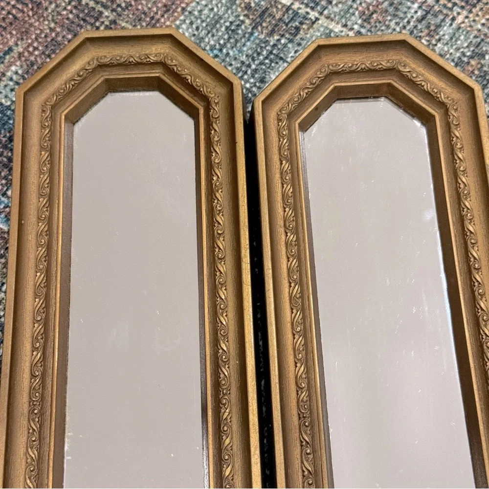Homco Syroco Vintage  Rectangle Plaque Gold Bronze Tone Set of 2